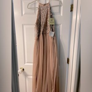 NWT Rose gold/champagne sequins maxi dress.
